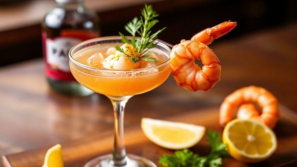 طبق كوكتيل روبيان عالي البروتين مع خضار طازجة