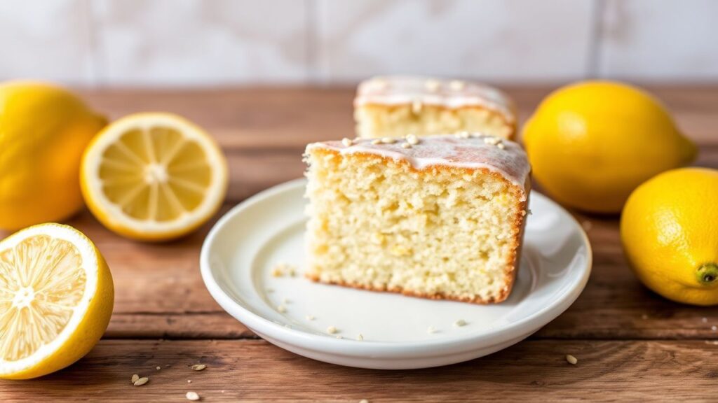 Gluten-Free Lemon poppy seed cake with zesty lemon glaze, tender crumb, and golden crumb top.