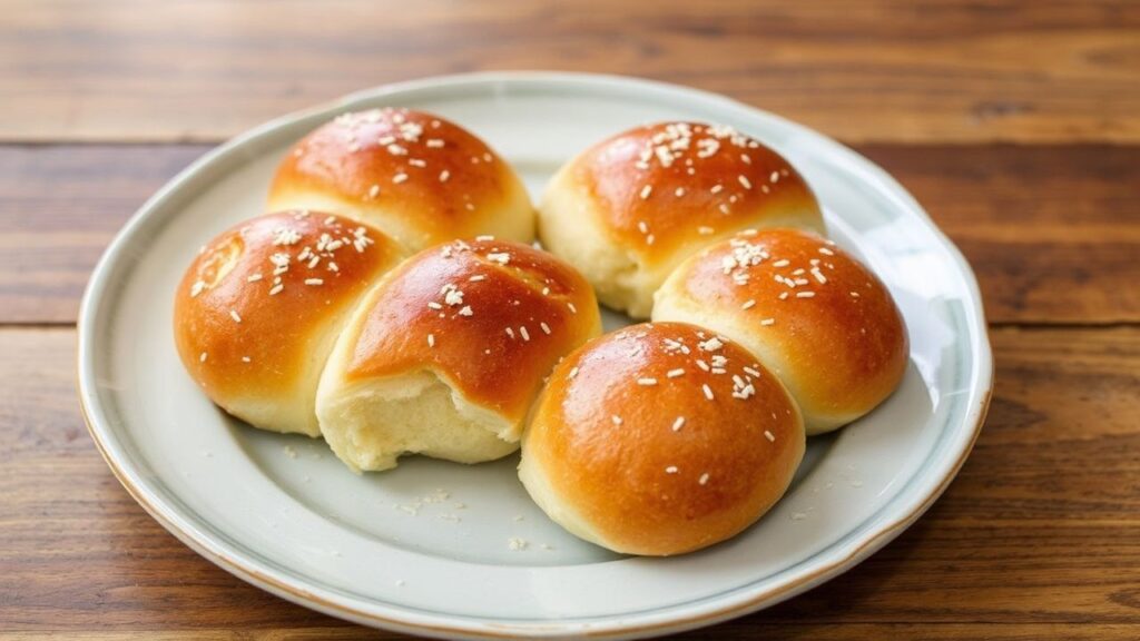 Freshly baked vegan dinner rolls with soft, fluffy texture