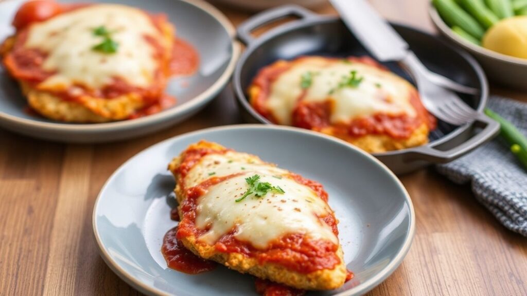 دجاج بارميزان كيتو مقرمش بالجبن الإيطالي، وجبة مريحة منخفضة الكربوهيدرات.