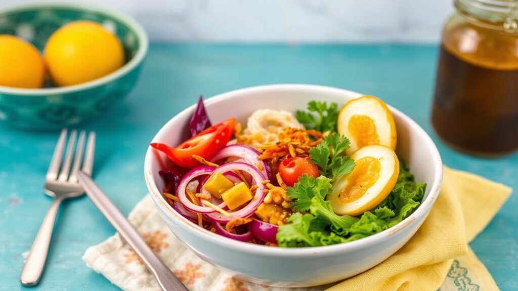 وعاء نباتي متوهج مع صوص ميزو زنجبيل منعش—توهج صحي وفن طهي في كل لقمة