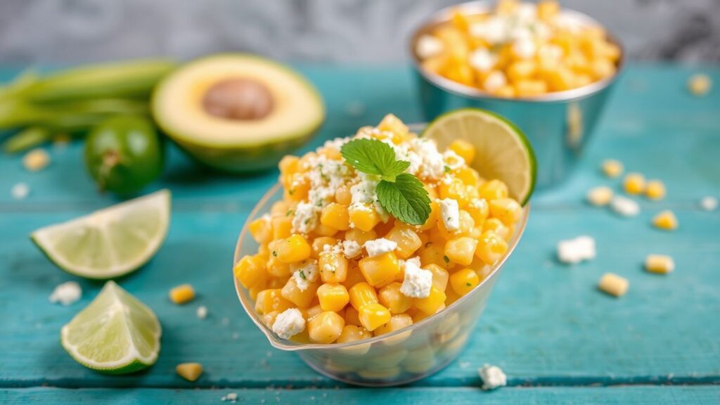 ذرة الشارع المكسيكية الإسكيتيز بنكهة الليمون والجبن في كأس