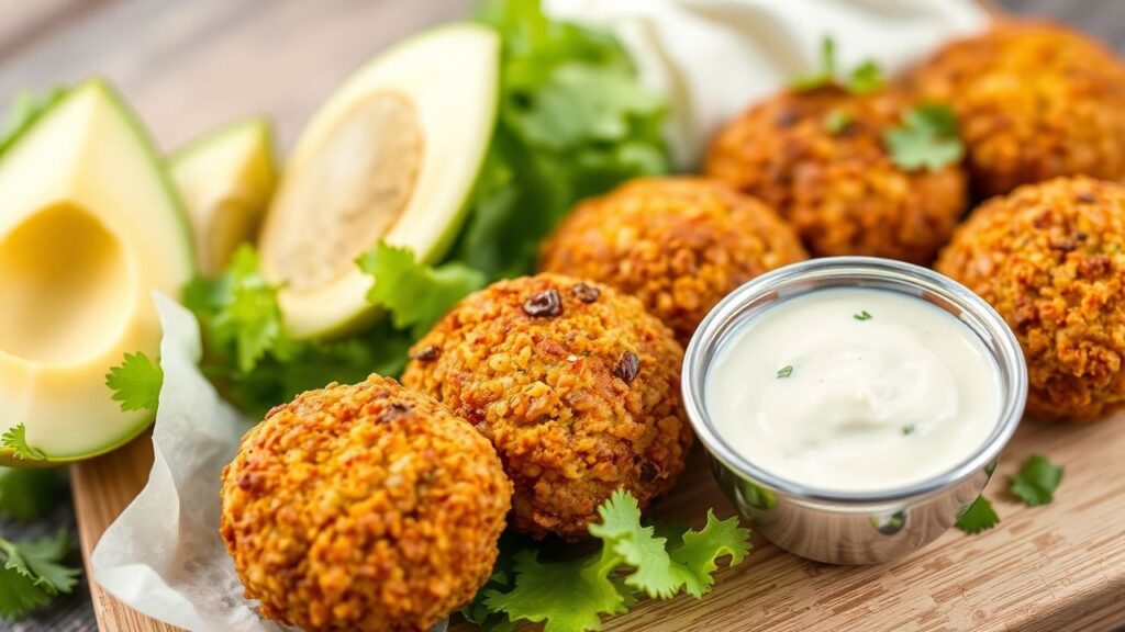 Crispy golden air fryer falafel—gluten-free and vegan with a crunchy exterior