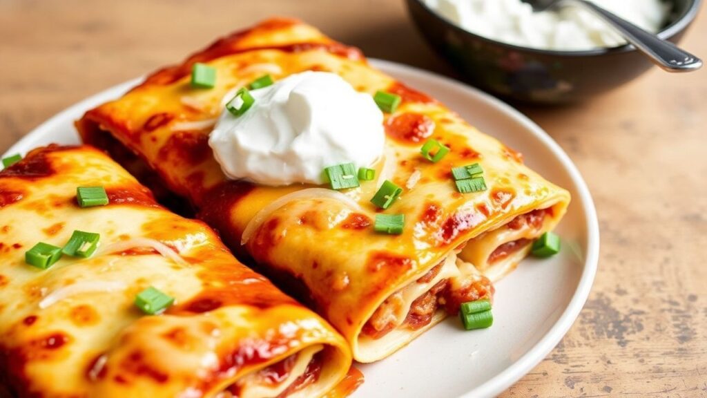 Lazy Girl Enchiladas with chicken and melted cheese, easy and fast