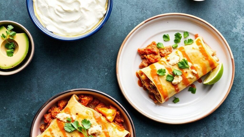 Lazy Girl Enchiladas casserole with cheese sauce, baked and ready