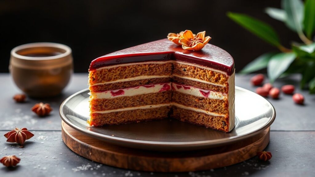 Thai tea layer cake with warm aroma and creamy layers, slice by slice