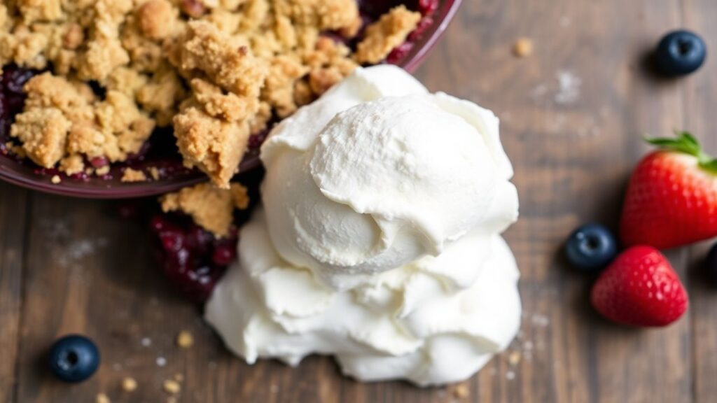 Low-sugar diabetic berry crumble on a plate