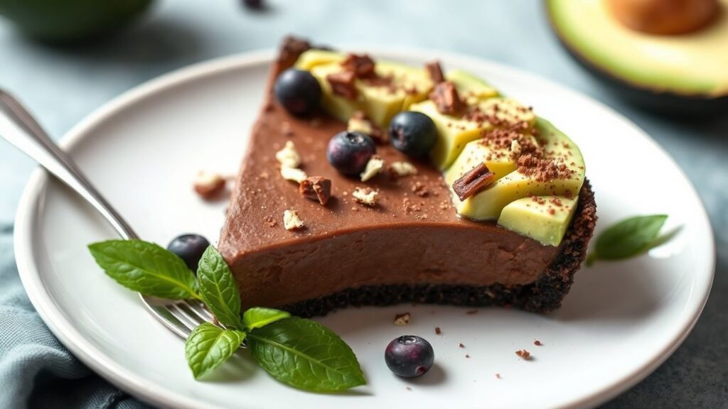Decadent no-bake chocolate avocado tart—creamy, easy, and sliceable