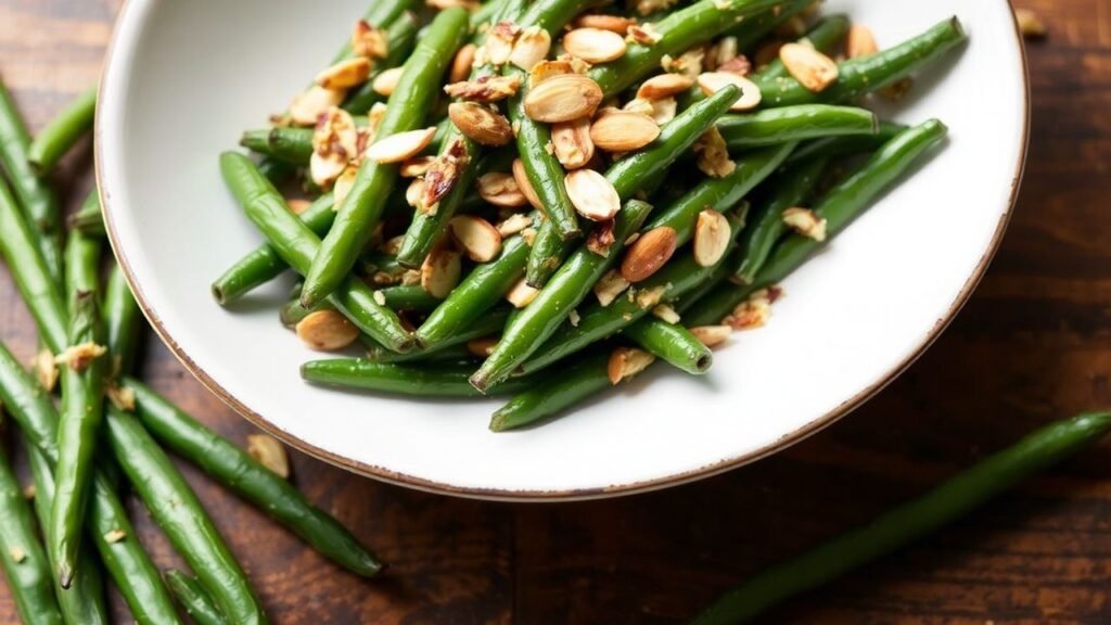 فاصوليا خضراء مقليّة بالثوم واللوز المقرمش، لمسة سحرية من مكوّنات بسيطة تجمعًا