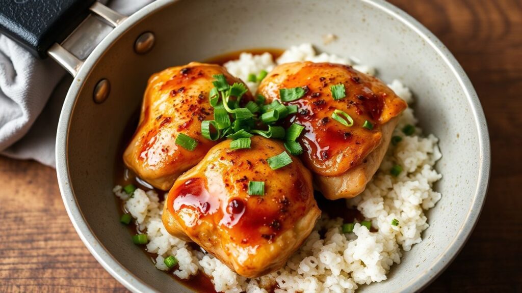 دجاج بالزنجبيل وصلصة الصويا في مقلاة واحدة، نكهة سريعة وفعّالة.