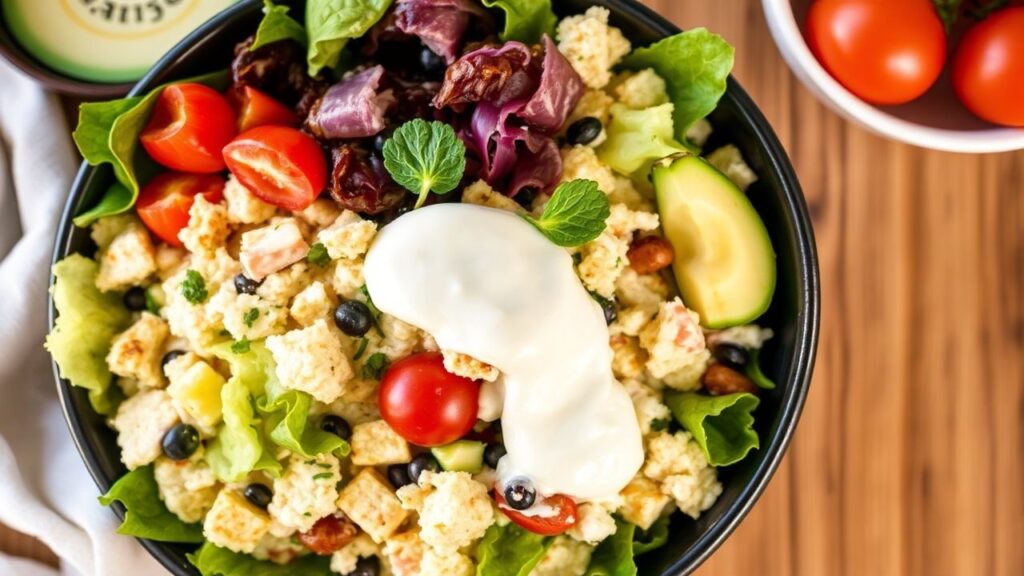 Keto Cobb Salad with Creamy Ranch Twist ingredients ready to assemble
