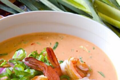 Tangy Tamarind Soup with Shrimp and Crisp Radish Delight