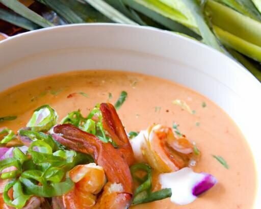 Tangy Tamarind Soup with Shrimp and Crisp Radish Delight
