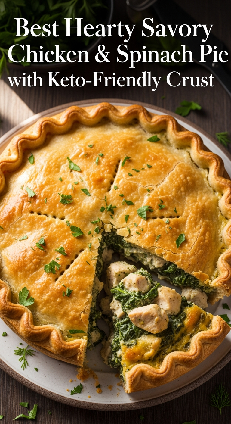 Best Hearty Savory Chicken & Spinach Pie with Keto-Friendly Crust