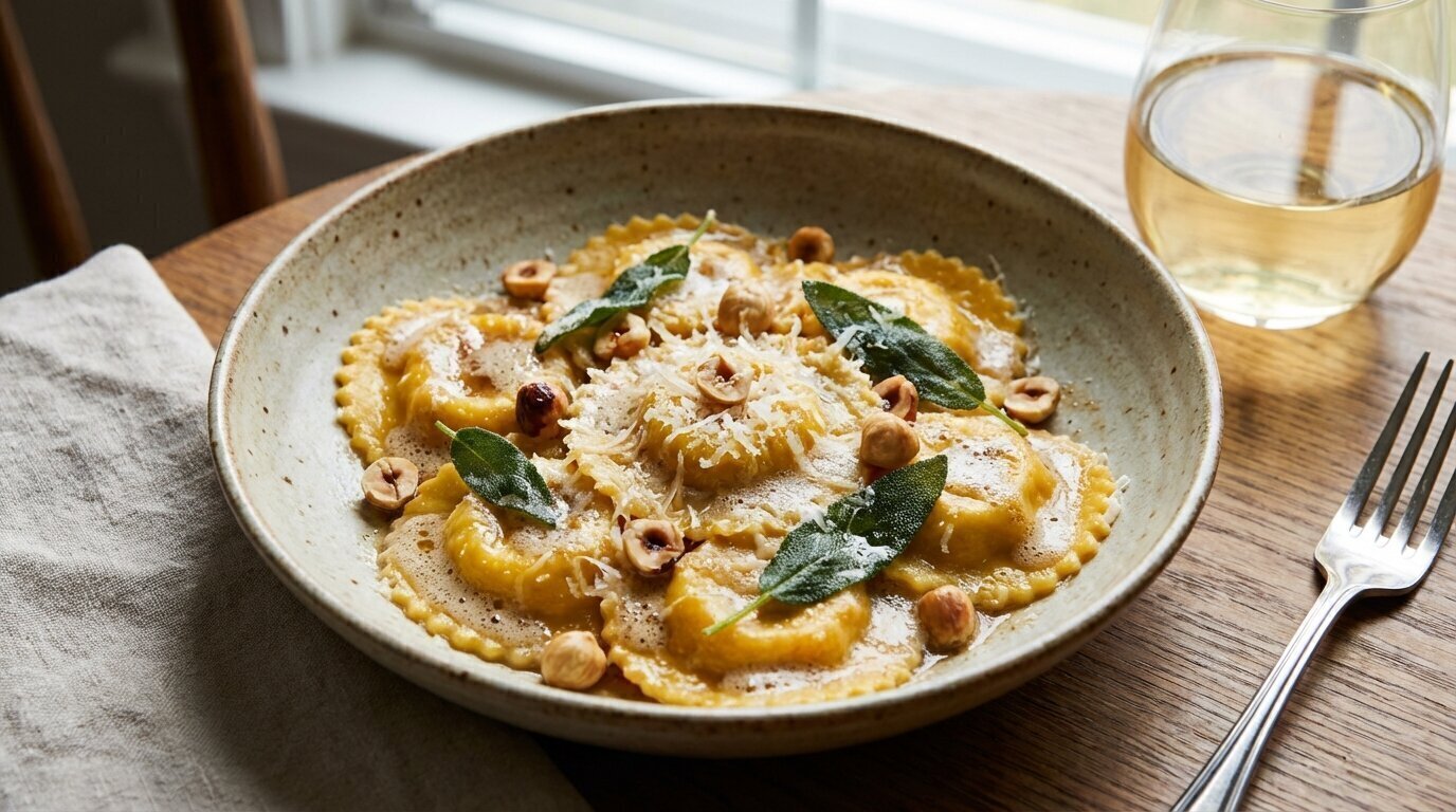 Best Velvety Pumpkin Ravioli Drizzled with Sage Brown Butter