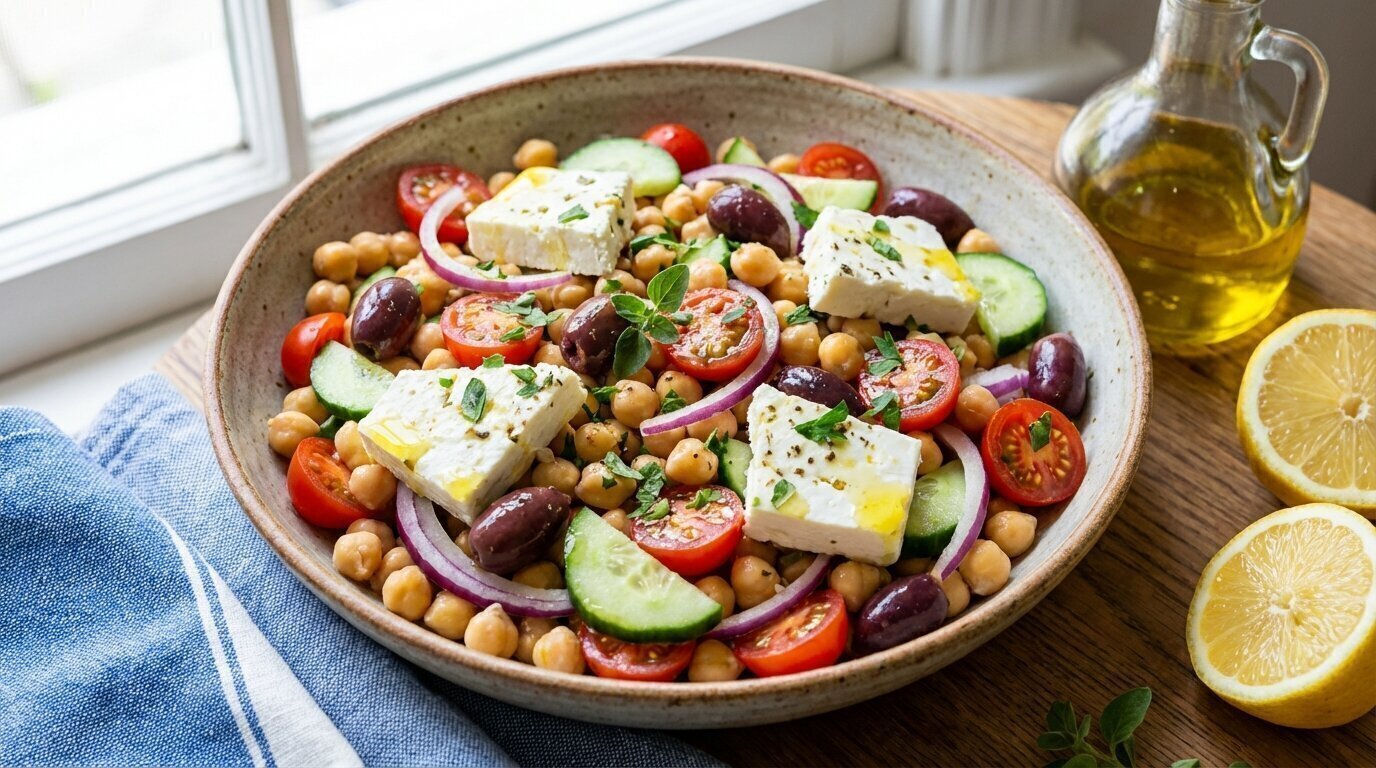 Bright & Zesty Greek Chickpea Salad with Feta Delight