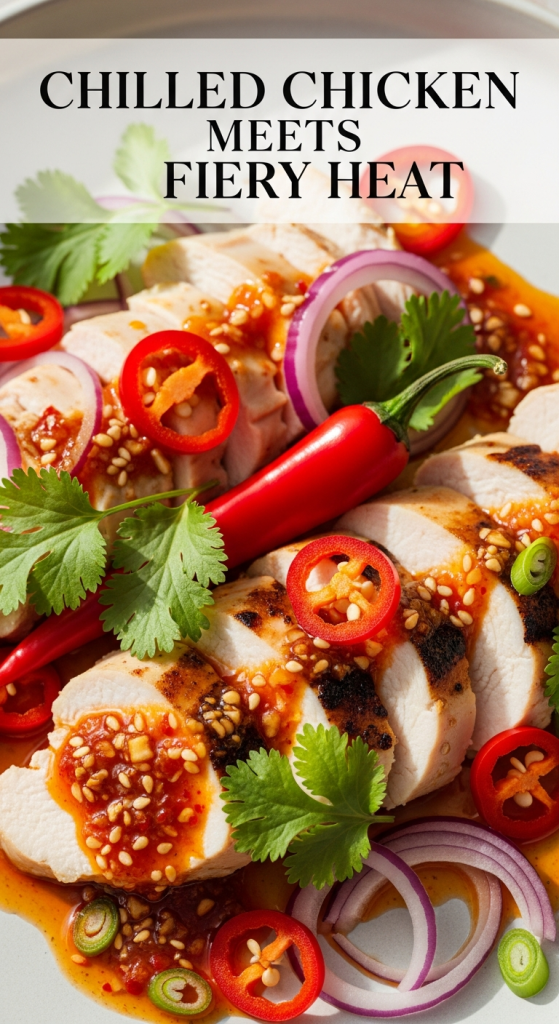 Chilled Chicken Meets Fiery Heat: A Spicy Chili Oil Delight