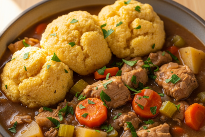 Cozy Up with Healthy Chicken Stew and Fluffy Cornmeal Dumplings