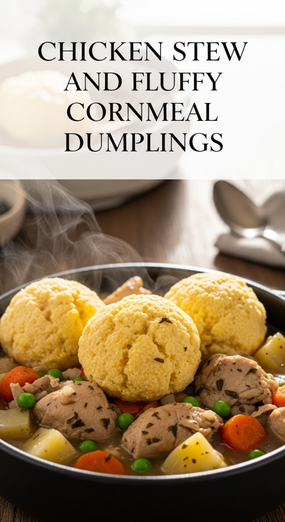Cozy Up with Healthy Chicken Stew and Fluffy Cornmeal Dumplings