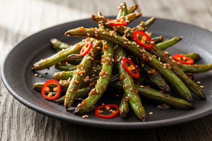 Crispy Dry-Fried Green Beans with Irresistible Savory Glaze