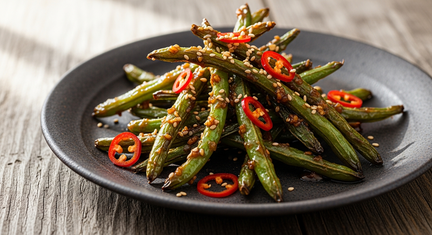 Crispy Dry-Fried Green Beans with Irresistible Savory Glaze