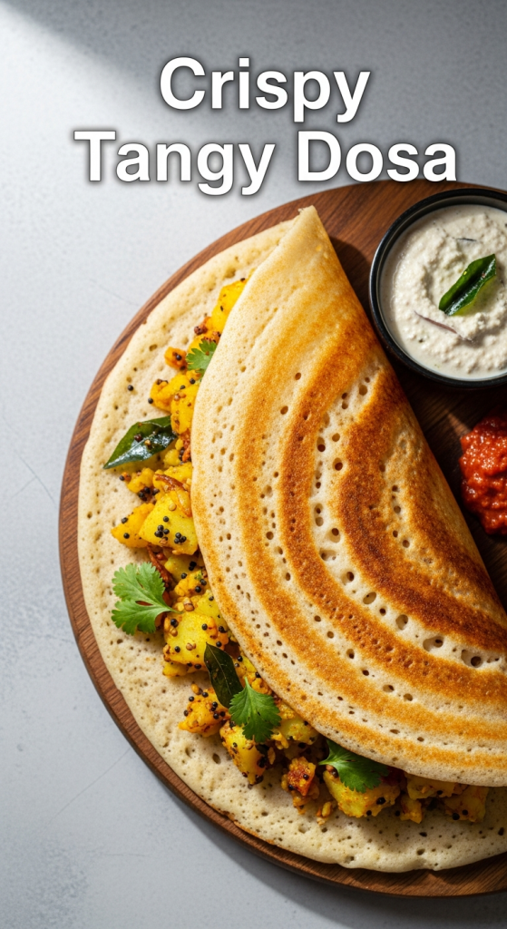 Crispy Tangy Dosa: Fermented Lentil & Rice Crepe Delight