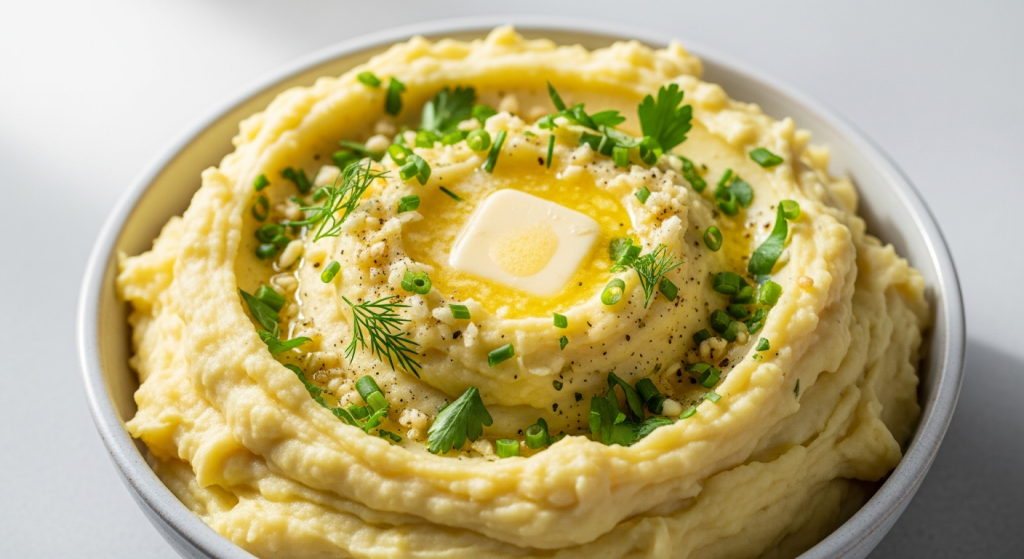 Fluffy Dairy-Free Mashed Potatoes with Garlic & Herbs Delight