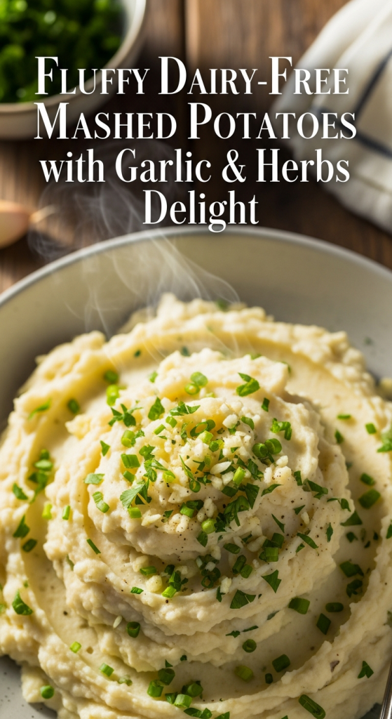 Fluffy Dairy-Free Mashed Potatoes with Garlic & Herbs Delight
