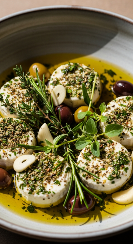 Herb-Infused Marinated Goat Cheese in Olive Oil Delight