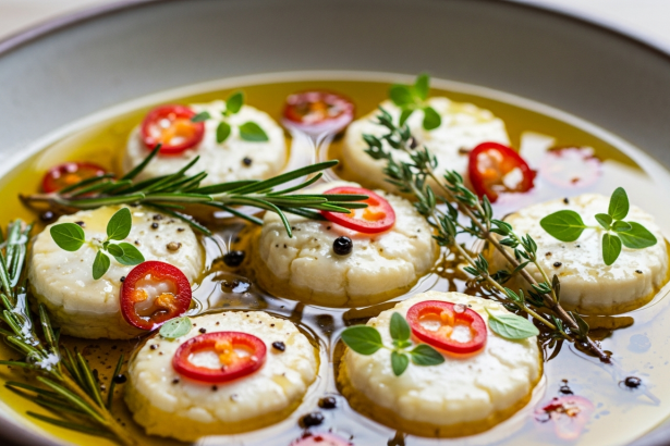 Herb-Infused Marinated Goat Cheese in Olive Oil Delight