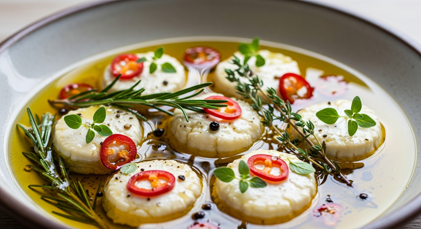 Herb-Infused Marinated Goat Cheese in Olive Oil Delight