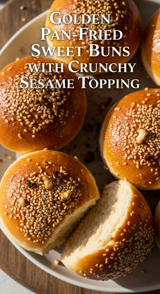 Incredible Golden Pan-Fried Sweet Buns with Crunchy Sesame Topping
