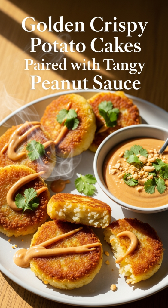 Irresistible Golden Crispy Potato Cakes Paired with Tangy Peanut Sauce