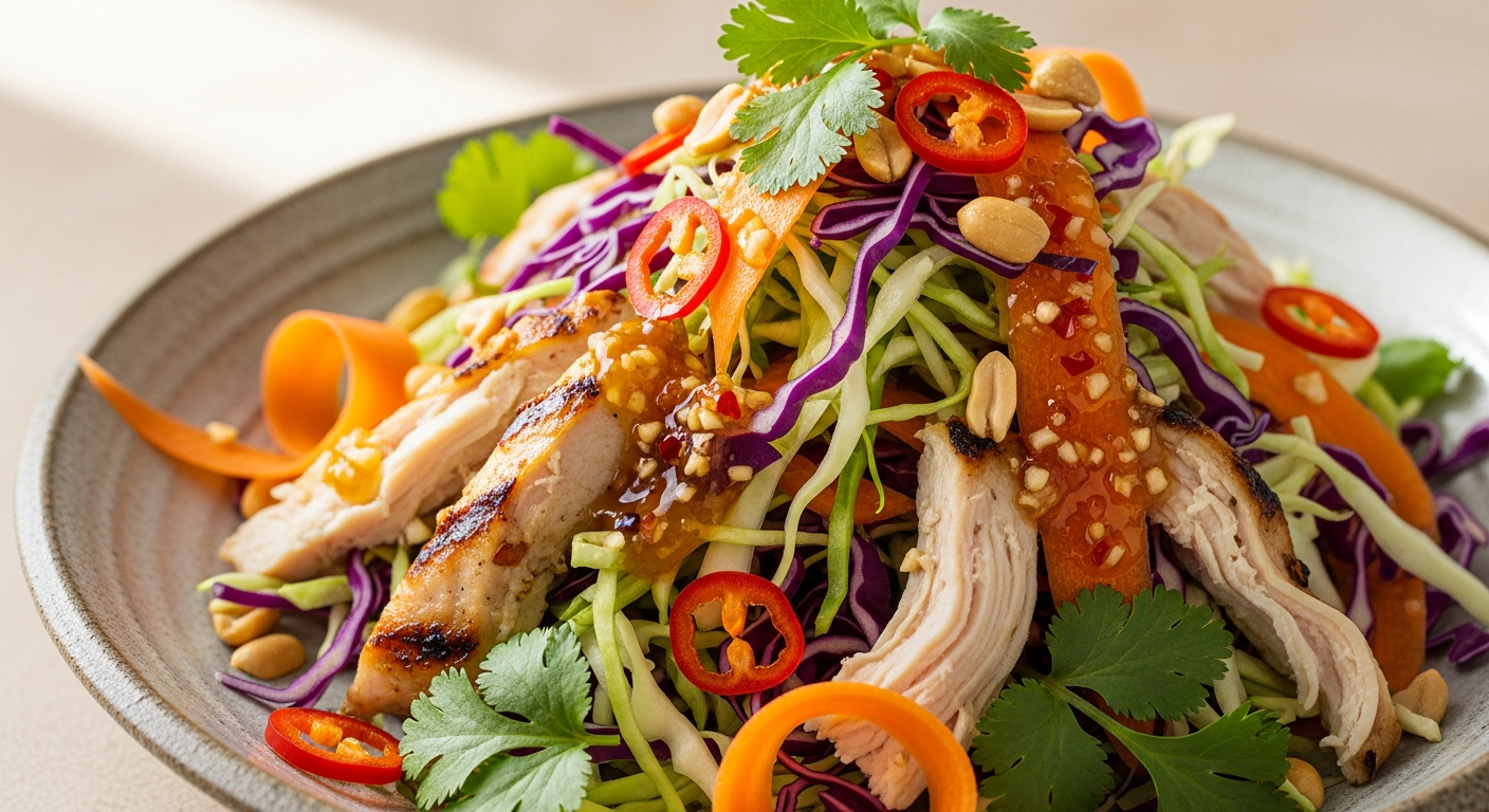 Irresistible Savory Chicken & Cabbage Salad with Nuoc Cham Dressing