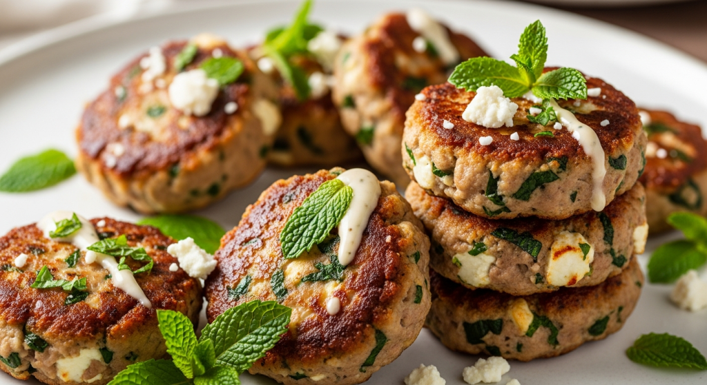 Savor The Best Pan-Fried Lamb Patties with Feta and Fresh Mint