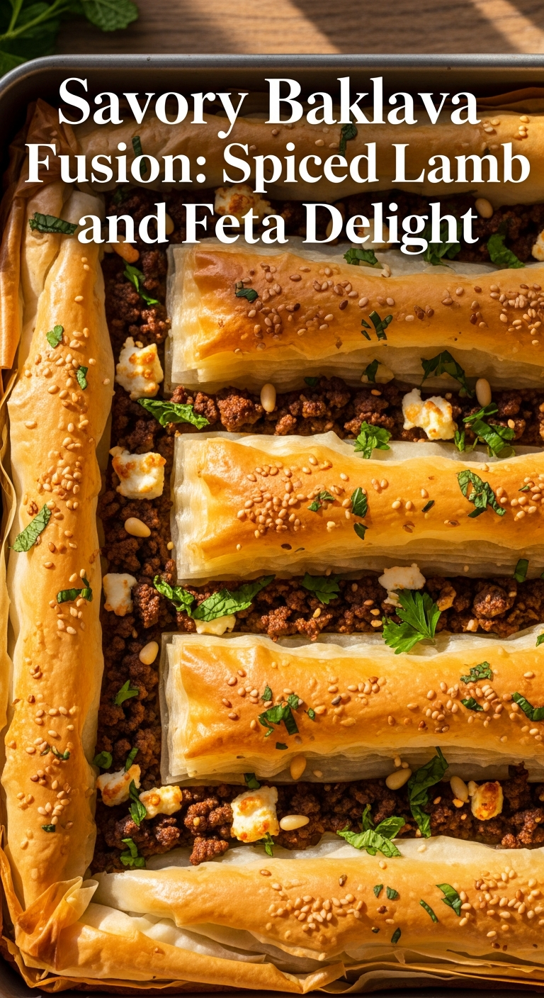 Savory Baklava Fusion: Spiced Lamb and Feta Delight