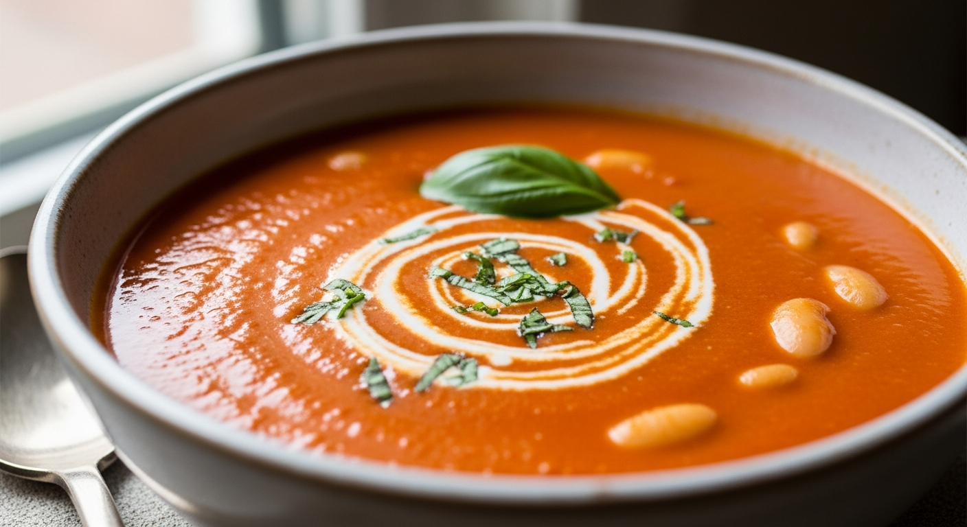 Velvety Vegan Tomato Soup with White Beans: A Creamy Delight