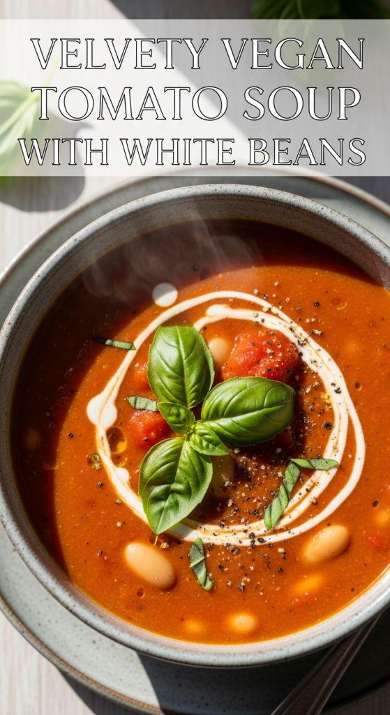 Velvety Vegan Tomato Soup with White Beans: A Creamy Delight