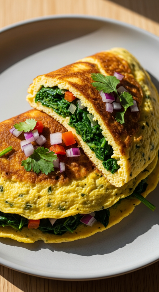 Wholesome Best Savory Chickpea Flour Omelette with Spinach Twist