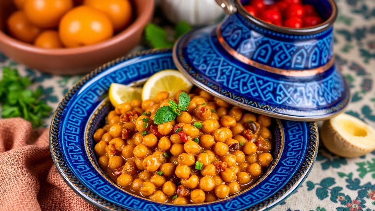 طبق طاجين الحمص المغربي الشهي، رحلة نكهات مغربية غنية بالدجاج؟