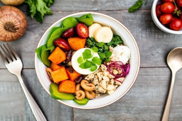 وعاء بوذا للبطاطا الحلوة مع خضار وألوان زاهية، دليل شامل للتغذية السليمة.