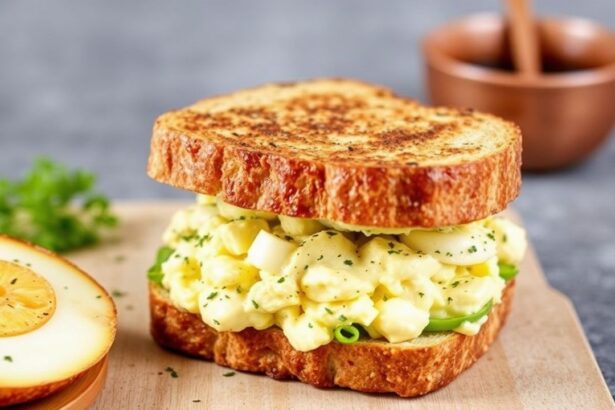 سندويتش سلطة البيض الكلاسيكية بخبز محمص، قوام كريمي ونكهات خالدة في لقطة شهية، .