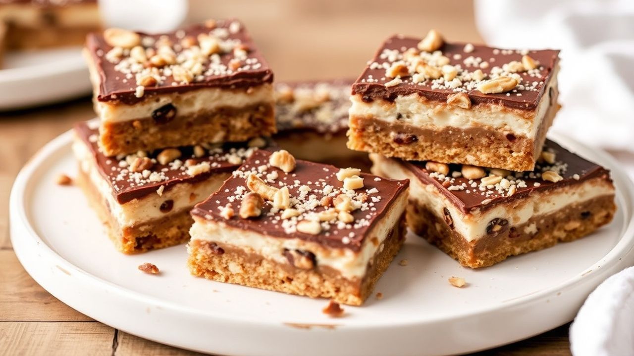 براونيز كعكات سحرية سبعة طبقات بلمسة مميزة، لذيذة و«Decadent Magic Cookie Bars»