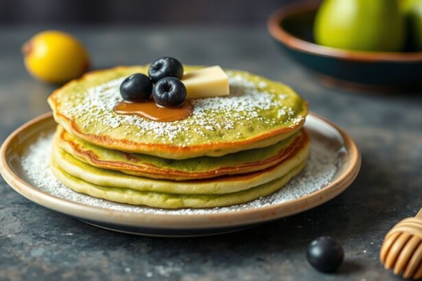 بان كيك ياباني شاي ماتشا رقيق محلى بالعسل، لقطة شهية وناعمة للمقال.