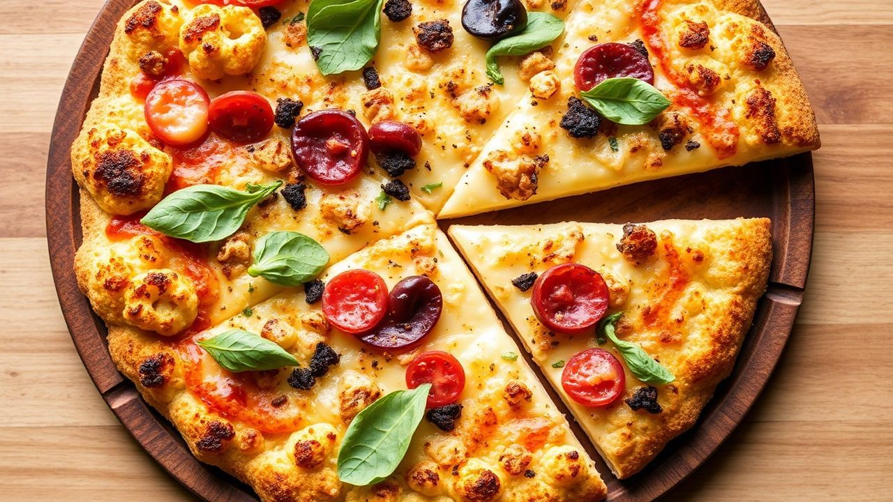 بيتزا بقرنبيط مقرمش بنكهة شديدة الفخامة على قاعدة خالية من الغلوتين