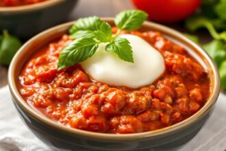 صوص مارينارا كيتو منخفض الكربوهيدرات بنكهة كلاسيكية شهية فوق مكرونة مناسبة للكيتو