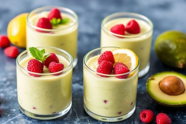 موسى أفوكادو بالليمون والتوت الأزرقة بنكهة منعشة وكريمية، لمسة زesty lemon وraspberry