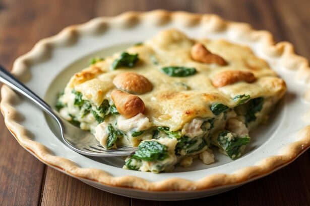 فطيرة دجاج بالسبانخ شهية وقلبية بقشرة كيتو-فري موفرة.