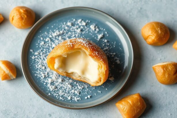 لقمة ذهبية مقرمشة من العجين المقلي، محشية بحلاوة الجبن—أفضل إبداعات Golden Fried Dough Delights.