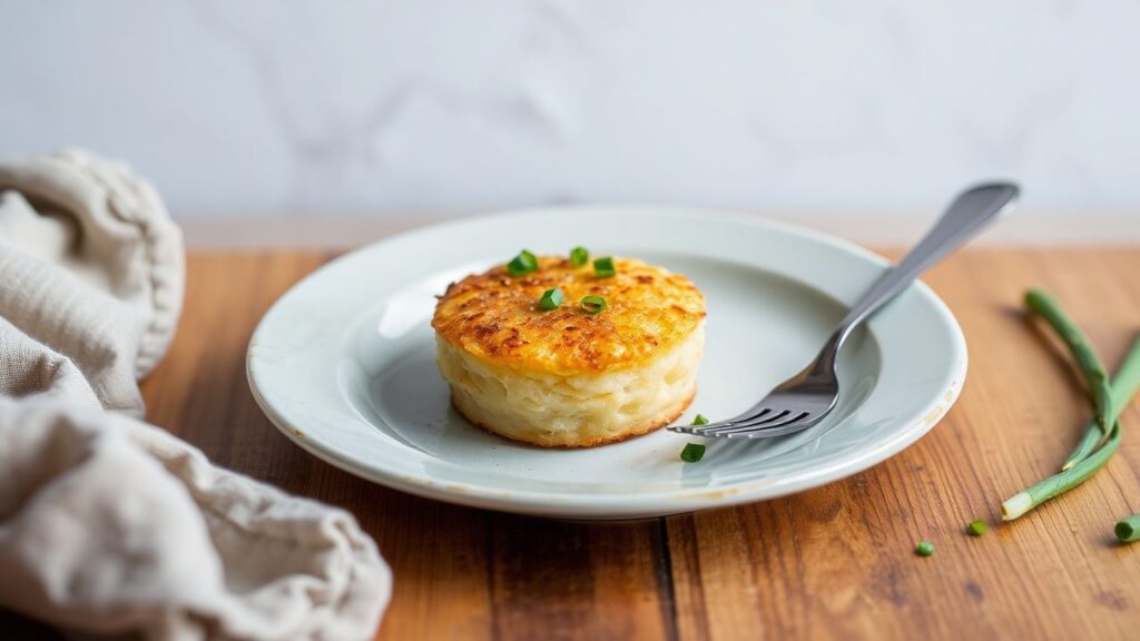 Golden crispy potato cakes with fresh green onions
